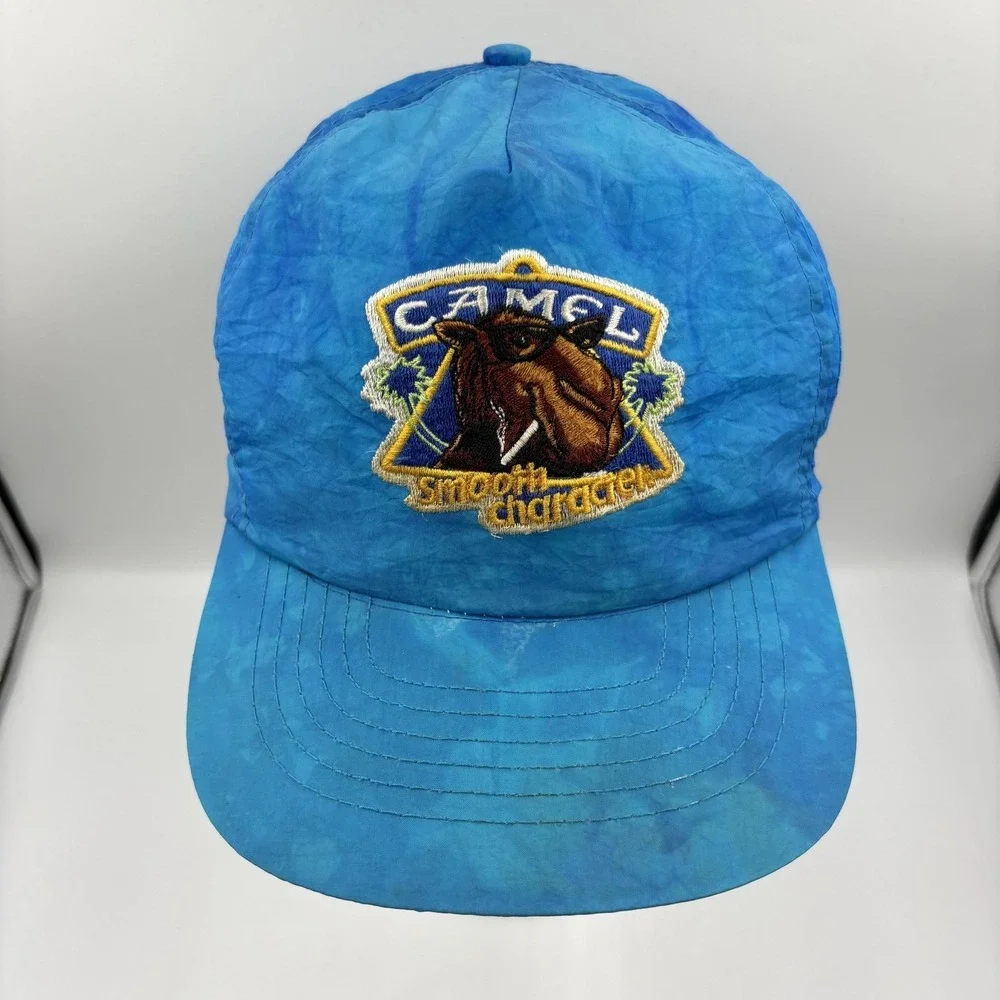 Vintage Camel Joe Camel Blue Nylon Adjustable Snapback Hat Cap‎ Smooth Character